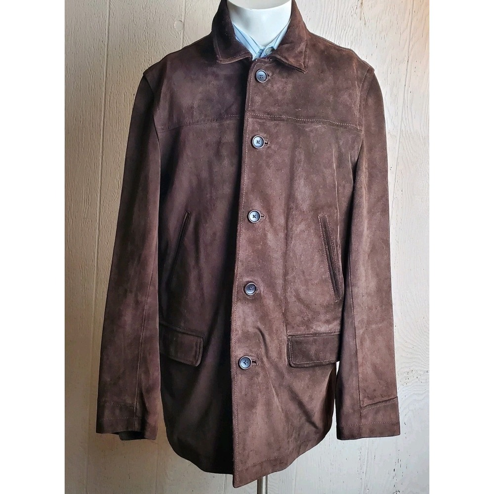 J. Crew Suede Leather Jacket Brown Chocolate Large Pockets Double Vented